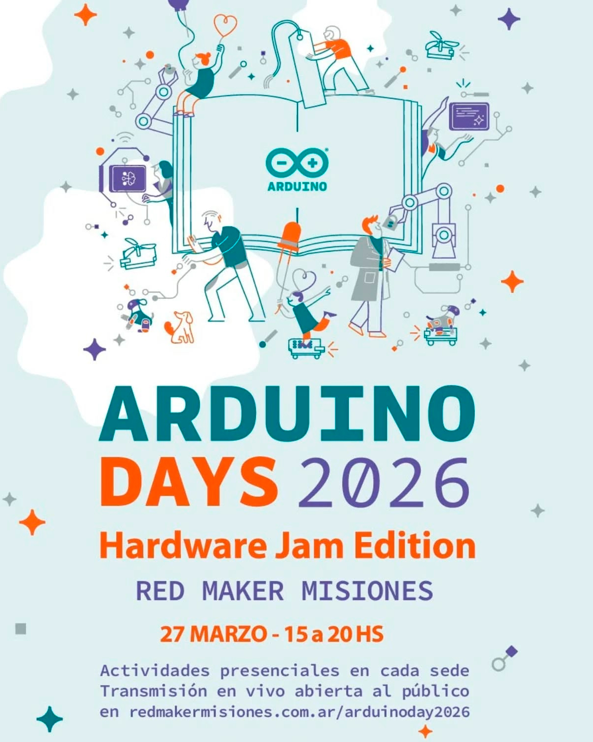 Equipo y actividad central de Arduino Day 2026